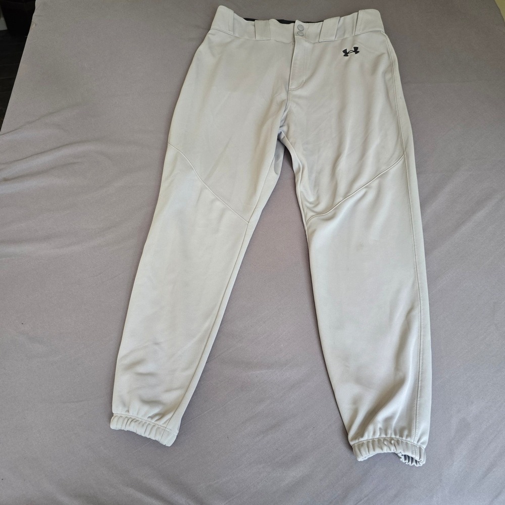 Under Armour Baseball Pants Mens Large Grey Elastic Hem Athletic Sport